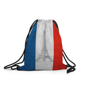 Рюкзак-мешок 3D с принтом Франция в Тюмени, 100% полиэстер | плотность ткани — 200 г/м2, размер — 35 х 45 см; лямки — толстые шнурки, застежка на шнуровке, без карманов и подкладки | Тематика изображения на принте: country | france | государство | страна | флаг | флаги | франция
