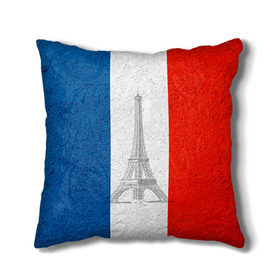 Подушка 3D с принтом Франция в Тюмени, наволочка – 100% полиэстер, наполнитель – холлофайбер (легкий наполнитель, не вызывает аллергию). | состоит из подушки и наволочки. Наволочка на молнии, легко снимается для стирки | country | france | государство | страна | флаг | флаги | франция