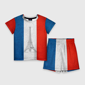 Детский костюм с шортами 3D с принтом Франция в Тюмени,  |  | Тематика изображения на принте: country | france | государство | страна | флаг | флаги | франция