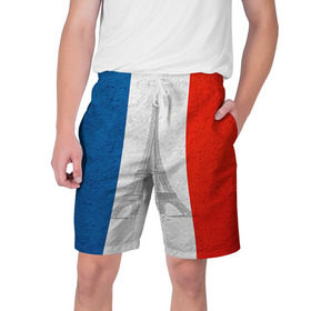 Мужские шорты 3D с принтом Франция в Тюмени,  полиэстер 100% | прямой крой, два кармана без застежек по бокам. Мягкая трикотажная резинка на поясе, внутри которой широкие завязки. Длина чуть выше колен | Тематика изображения на принте: country | france | государство | страна | флаг | флаги | франция