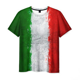 Мужская футболка 3D с принтом Италия в Тюмени, 100% полиэфир | прямой крой, круглый вырез горловины, длина до линии бедер | Тематика изображения на принте: country | italy | государство | италия | страна | флаг | флаги