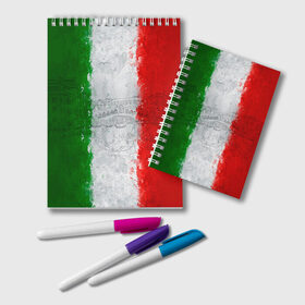 Блокнот с принтом Италия в Тюмени, 100% бумага | 48 листов, плотность листов — 60 г/м2, плотность картонной обложки — 250 г/м2. Листы скреплены удобной пружинной спиралью. Цвет линий — светло-серый
 | country | italy | государство | италия | страна | флаг | флаги