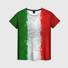 Женская футболка 3D с принтом Италия в Тюмени, 100% полиэфир ( синтетическое хлопкоподобное полотно) | прямой крой, круглый вырез горловины, длина до линии бедер | Тематика изображения на принте: country | italy | государство | италия | страна | флаг | флаги