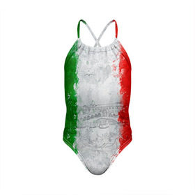 Детский купальник 3D с принтом Италия в Тюмени, Полиэстер 85%, Спандекс 15% | Слитный крой, подклад по переду изделия, узкие бретели | Тематика изображения на принте: country | italy | государство | италия | страна | флаг | флаги