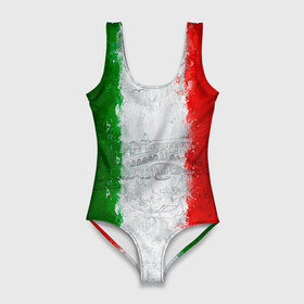 Купальник-боди 3D с принтом Италия в Тюмени, 82% полиэстер, 18% эластан | Круглая горловина, круглый вырез на спине | country | italy | государство | италия | страна | флаг | флаги