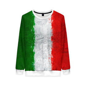 Женский свитшот 3D с принтом Италия в Тюмени, 100% полиэстер с мягким внутренним слоем | круглый вырез горловины, мягкая резинка на манжетах и поясе, свободная посадка по фигуре | country | italy | государство | италия | страна | флаг | флаги