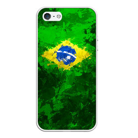 Чехол для iPhone 5/5S матовый с принтом Бразилия в Тюмени, Силикон | Область печати: задняя сторона чехла, без боковых панелей | brazil | country | бразилия | государство | страна | флаг | флаги
