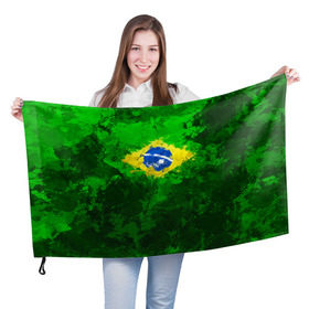 Флаг 3D с принтом Бразилия в Тюмени, 100% полиэстер | плотность ткани — 95 г/м2, размер — 67 х 109 см. Принт наносится с одной стороны | brazil | country | бразилия | государство | страна | флаг | флаги