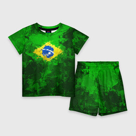 Детский костюм с шортами 3D с принтом Бразилия в Тюмени,  |  | brazil | country | бразилия | государство | страна | флаг | флаги