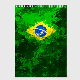 Скетчбук с принтом Бразилия в Тюмени, 100% бумага
 | 48 листов, плотность листов — 100 г/м2, плотность картонной обложки — 250 г/м2. Листы скреплены сверху удобной пружинной спиралью | brazil | country | бразилия | государство | страна | флаг | флаги