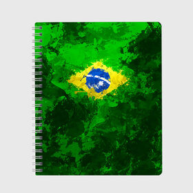Тетрадь с принтом Бразилия в Тюмени, 100% бумага | 48 листов, плотность листов — 60 г/м2, плотность картонной обложки — 250 г/м2. Листы скреплены сбоку удобной пружинной спиралью. Уголки страниц и обложки скругленные. Цвет линий — светло-серый
 | brazil | country | бразилия | государство | страна | флаг | флаги