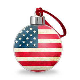 Ёлочный шар с принтом США в Тюмени, Пластик | Диаметр: 77 мм | country | usa | америка | государство | соединённые штаты америки | страна | флаг | флаги | штаты