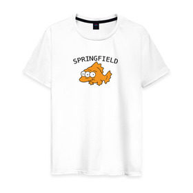 Мужская футболка хлопок с принтом Спрингфилд | Springfield в Тюмени, 100% хлопок | прямой крой, круглый вырез горловины, длина до линии бедер, слегка спущенное плечо. | springfield | the simpsons | симпсоны | спрингфилд
