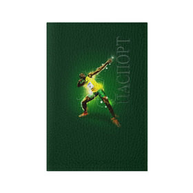 Обложка для паспорта матовая кожа с принтом Usain Bolt в Тюмени, натуральная матовая кожа | размер 19,3 х 13,7 см; прозрачные пластиковые крепления | атлетика | без | болт | легкая | спорт | усейн