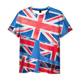 Мужская футболка 3D с принтом Британские флаги в Тюмени, 100% полиэфир | прямой крой, круглый вырез горловины, длина до линии бедер | англия | британия | великобритания