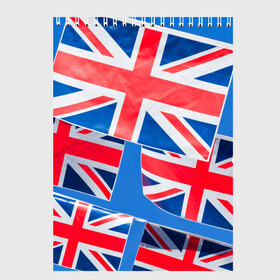Скетчбук с принтом Британские флаги в Тюмени, 100% бумага
 | 48 листов, плотность листов — 100 г/м2, плотность картонной обложки — 250 г/м2. Листы скреплены сверху удобной пружинной спиралью | англия | британия | великобритания
