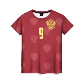 Женская футболка 3D с принтом Александр Кокорин в Тюмени, 100% полиэфир ( синтетическое хлопкоподобное полотно) | прямой крой, круглый вырез горловины, длина до линии бедер | 9 | kokorin | зенит | россии | россия | рф | сборная