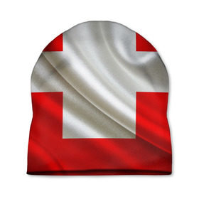 Шапка 3D с принтом Швейцария в Тюмени, 100% полиэстер | универсальный размер, печать по всей поверхности изделия | альпы | гордость | флаг