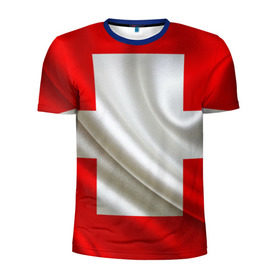 Мужская футболка 3D спортивная с принтом Швейцария в Тюмени, 100% полиэстер с улучшенными характеристиками | приталенный силуэт, круглая горловина, широкие плечи, сужается к линии бедра | альпы | гордость | флаг