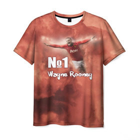 Мужская футболка 3D с принтом Уэйн Руни в Тюмени, 100% полиэфир | прямой крой, круглый вырез горловины, длина до линии бедер | wayne rooney | англия | манчестер юнайтед | футбол