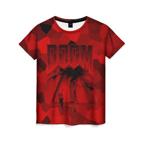 Женская футболка 3D с принтом Doom classic 3 в Тюмени, 100% полиэфир ( синтетическое хлопкоподобное полотно) | прямой крой, круглый вырез горловины, длина до линии бедер | 