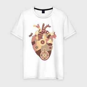 Мужская футболка хлопок с принтом Сердце Стим Панк в Тюмени, 100% хлопок | прямой крой, круглый вырез горловины, длина до линии бедер, слегка спущенное плечо. | 