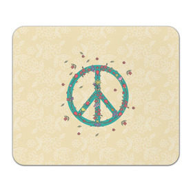Коврик прямоугольный с принтом Peace в Тюмени, натуральный каучук | размер 230 х 185 мм; запечатка лицевой стороны | peace | мир | пис | хиппи | цветы