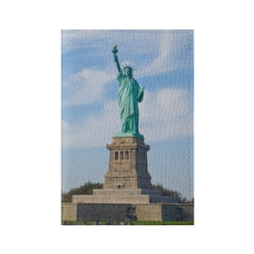 Обложка для паспорта матовая кожа с принтом Статуя свободы в Тюмени, натуральная матовая кожа | размер 19,3 х 13,7 см; прозрачные пластиковые крепления | Тематика изображения на принте: америка | сша