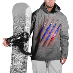 Накидка на куртку 3D с принтом Русский изнутри в Тюмени, 100% полиэстер |  | patriot | russia | искры | металл | патриот | россия | русский | сталь | триколор | флаг | царапина