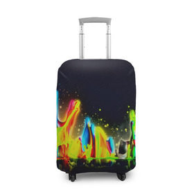 Чехол для чемодана 3D с принтом Взрыв красок в Тюмени, 86% полиэфир, 14% спандекс | двустороннее нанесение принта, прорези для ручек и колес | абстракция | абстракция красок | брызги | краска | цветные