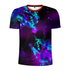 Мужская футболка 3D спортивная с принтом Звездное небо в Тюмени, 100% полиэстер с улучшенными характеристиками | приталенный силуэт, круглая горловина, широкие плечи, сужается к линии бедра | вселенная | галактика | звезды | планеты | туманность