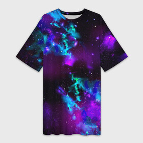 Платье-футболка 3D с принтом Звездное небо в Тюмени,  |  | вселенная | галактика | звезды | планеты | туманность