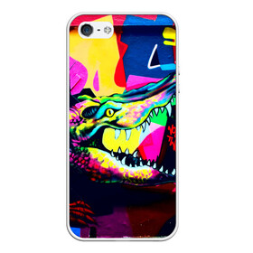 Чехол для iPhone 5/5S матовый с принтом Крокодил в Тюмени, Силикон | Область печати: задняя сторона чехла, без боковых панелей | цветной | яркий