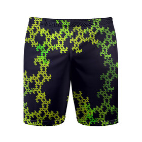 Мужские шорты 3D спортивные с принтом Пиксели в Тюмени,  |  | Тематика изображения на принте: зеленый | кружево | узор | цветной | черный