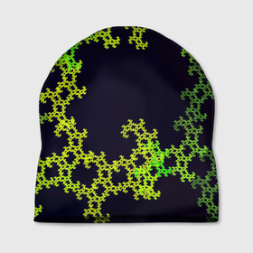 Шапка 3D с принтом Пиксели в Тюмени, 100% полиэстер | универсальный размер, печать по всей поверхности изделия | зеленый | кружево | узор | цветной | черный