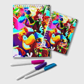 Блокнот с принтом Rayman в Тюмени, 100% бумага | 48 листов, плотность листов — 60 г/м2, плотность картонной обложки — 250 г/м2. Листы скреплены удобной пружинной спиралью. Цвет линий — светло-серый
 | game | rayman | игры | прикольные