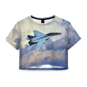 Женская футболка 3D укороченная с принтом Авиация в Тюмени, 100% полиэстер | круглая горловина, длина футболки до линии талии, рукава с отворотами | авиация | крылья | небо | полет | самолет