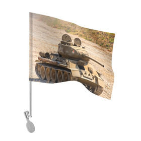 Флаг для автомобиля с принтом Танк т34-85 в Тюмени, 100% полиэстер | Размер: 30*21 см | 