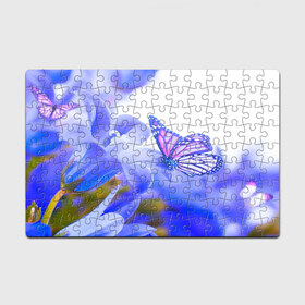 Пазл магнитный 126 элементов с принтом Бабочки в Тюмени, полимерный материал с магнитным слоем | 126 деталей, размер изделия —  180*270 мм | бабочки | красота | природа | синяя | цветы