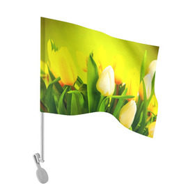 Флаг для автомобиля с принтом Тюльпаны в Тюмени, 100% полиэстер | Размер: 30*21 см | букет | поле | природа | тюльпаны | цветы