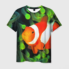 Мужская футболка 3D с принтом Рыба клоун в Тюмени, 100% полиэфир | прямой крой, круглый вырез горловины, длина до линии бедер | Тематика изображения на принте: клоун | коралл | немо | океан | цветная