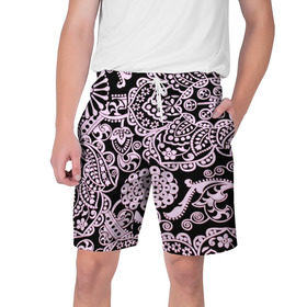 Мужские шорты 3D с принтом Узоры в Тюмени,  полиэстер 100% | прямой крой, два кармана без застежек по бокам. Мягкая трикотажная резинка на поясе, внутри которой широкие завязки. Длина чуть выше колен | Тематика изображения на принте: кружево | розовый | цветы
