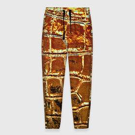 Мужские брюки 3D с принтом Золотая кожа в Тюмени, 100% полиэстер | манжеты по низу, эластичный пояс регулируется шнурком, по бокам два кармана без застежек, внутренняя часть кармана из мелкой сетки | металлик | текстура