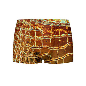 Мужские трусы 3D с принтом Золотая кожа в Тюмени, 50% хлопок, 50% полиэстер | классическая посадка, на поясе мягкая тканевая резинка | Тематика изображения на принте: металлик | текстура