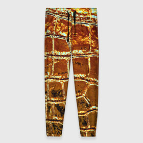 Женские брюки 3D с принтом Золотая кожа в Тюмени, полиэстер 100% | прямой крой, два кармана без застежек по бокам, с мягкой трикотажной резинкой на поясе и по низу штанин. В поясе для дополнительного комфорта — широкие завязки | металлик | текстура