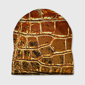 Шапка 3D с принтом Золотая кожа в Тюмени, 100% полиэстер | универсальный размер, печать по всей поверхности изделия | металлик | текстура