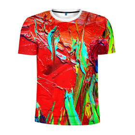 Мужская футболка 3D спортивная с принтом Масляные краски в Тюмени, 100% полиэстер с улучшенными характеристиками | приталенный силуэт, круглая горловина, широкие плечи, сужается к линии бедра | абстракция | абстракция красок | арт | краска | мазки | цветные