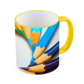 Кружка 3D с принтом Карандаши в Тюмени, керамика | ёмкость 330 мл | Тематика изображения на принте: карандаш | радуга | художник | цветная