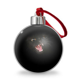 Ёлочный шар с принтом Чёрный кот в Тюмени, Пластик | Диаметр: 77 мм | Тематика изображения на принте: киска | кот | кошка
