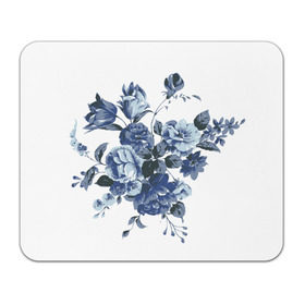 Коврик прямоугольный с принтом Синие цветы в Тюмени, натуральный каучук | размер 230 х 185 мм; запечатка лицевой стороны | розы | синие розы | узор | цветы